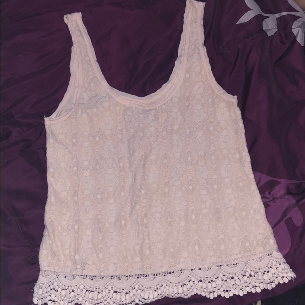 Pink American eagle floral tank top